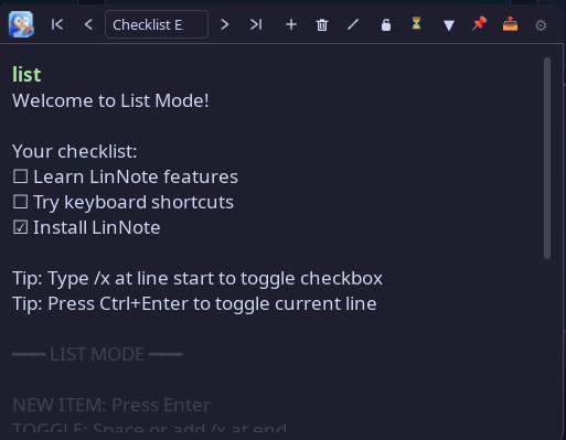 Checklist Mode