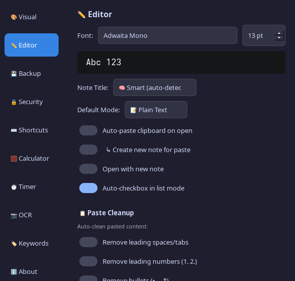 Editor Settings